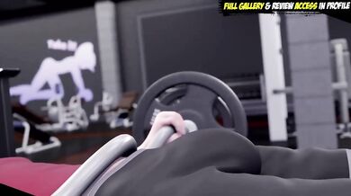 Tanned girl gets throat fucked by gym monster dick in raw hentai workout