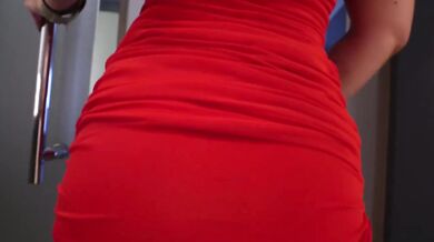 Blonde bimbo ruined in red mini dress face fucked drooling