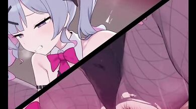 Pegando a coelhinha de jeito sem dó no cosplay cowgirl hentai