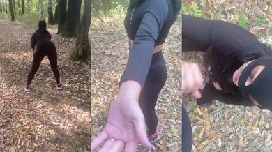 Public blowjob erupts in forest haze while boss watches