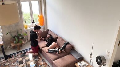 Leather boots stuffed by hard brutal fuck forced deepthroat gagging