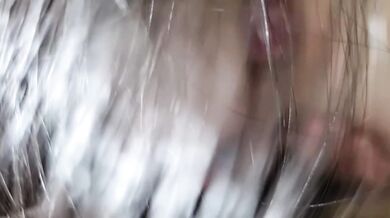 Close up sloppy wet foreskin blowjob sucking untamed cock ASMR mouth