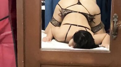 Latina whore in lacy lingerie gets throat fucked till she gags on big cock