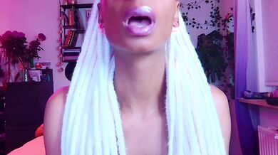 Ebony goddess worships you with her thick lips and glossy mouth