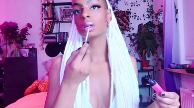 Ebony goddess worships you with her thick lips and glossy mouth