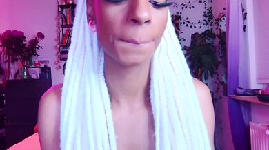 Ebony goddess worships you with her thick lips and glossy mouth