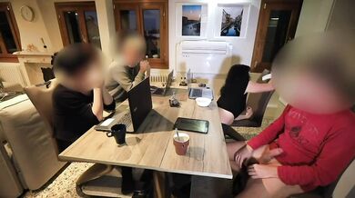 Alexandra Wett public blowjob made to cum under the table compilation