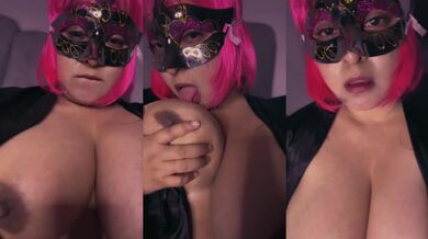 Your hot masked girl gets big boobs touched raw and deep