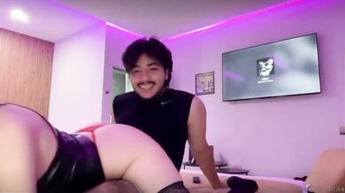 Big white slut chokes on huge dick while pounding her tight ass