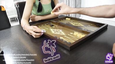 Stepbrother destroys stepsister in backgammon for a dirty reward