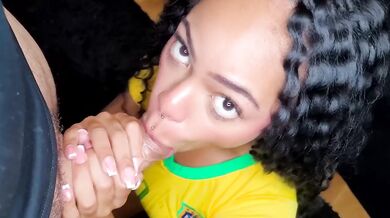 Brazilian Hotwife Stuffs Gringo Bull Balls While Cuckold Husband Watches