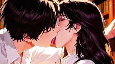 Fucking her glasses while she deep throats me in the library