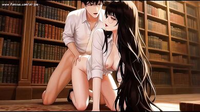 Fucking her glasses while she deep throats me in the library