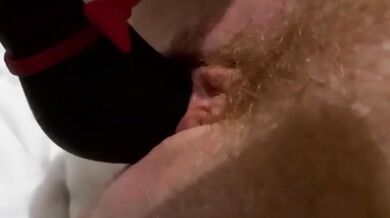 Gushing climax destroyed his huge wet clit solo
