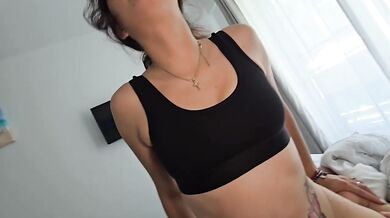 Hot stepsister grew tits fast fucked in bed POV
