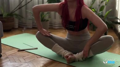 Yoga pants bursting as pervert gets rough with flexible Russian gymnast