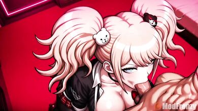 Junko Enoshima Destroyed in Bedroom Footjob Hentai Blowjob