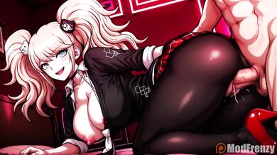 Junko Enoshima Destroyed in Bedroom Footjob Hentai Blowjob