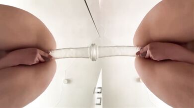 30cm dildo destroys my tight hole while riding my giant ass solo