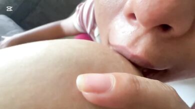 Estherr19 gets choked on thick milky nipples