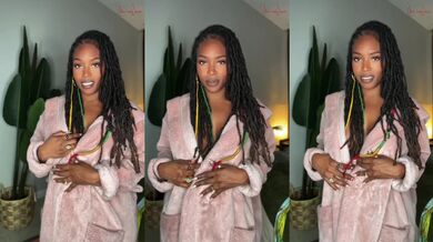 Lady Siren Ebony goddess jerks off before doorbell raw solo challenge