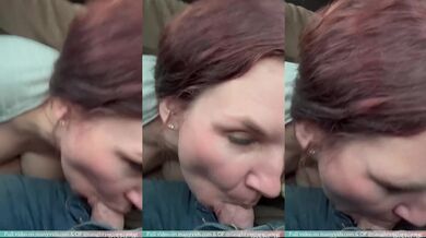 Road head in truck deep throat sloppy blowjob real couple big tits POV