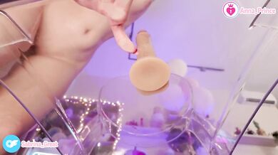 Reverse riding on glass chair a slutty ginger teen tease shows off her tattooed ass