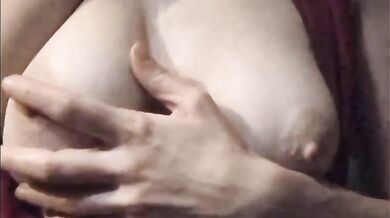 Frenches big tits solo POV titty play gush