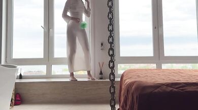 Transparent dress cleaning goddess worships perfect ass