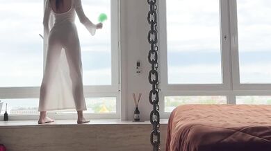 Transparent dress cleaning goddess worships perfect ass