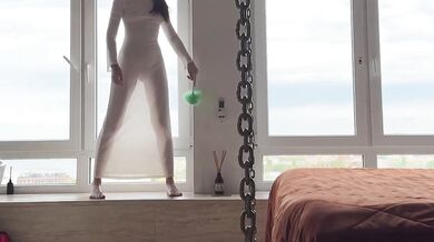 Transparent dress cleaning goddess worships perfect ass