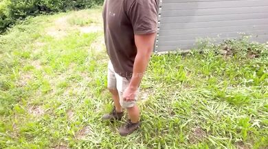 French MILF gardener fucked raw outdoors facial cumshot defile