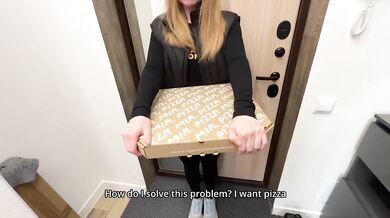 Delivery girl ate my pizza now she's working it off with her tight body raw