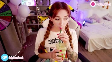 Ginger teen stripped tease slurps hot coffee naked