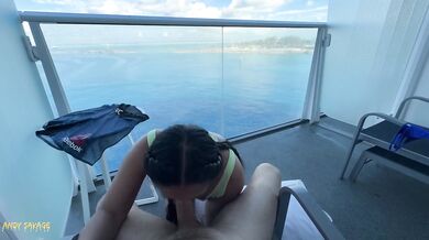 Filipina Wife Gets Face Fucked Balcony BJ on Cruise Ship