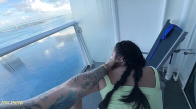 Filipina Wife Gets Face Fucked Balcony BJ on Cruise Ship
