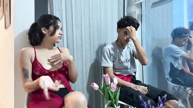 Hard fucking my neighbor while my girlfriend watches squirting in my mouth