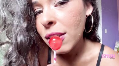 Brazilian sloppy blowjob with moaning morena getting throat fucked while she jerks off
