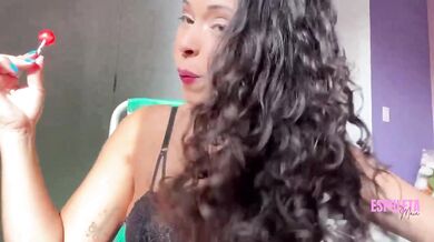 Brazilian sloppy blowjob with moaning morena getting throat fucked while she jerks off