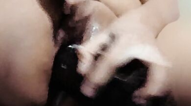 Creamy pussy destroyed by Black Giant Dildo