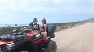 Dolly Dyson & Zoe Fox squirted hard while quad riding and getting fingered in public