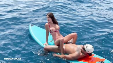 Caught skinny big tits fucking in the SEA raw public boat sex