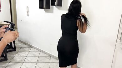 Bouncing on my cock while wearing a tight dress she gets turned on and ends up riding me