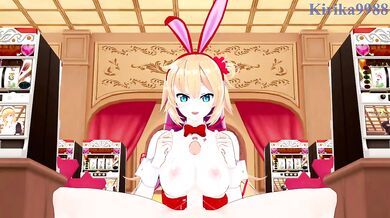 Akai Haato the Bunny Girl destroys me raw in the casino uncensored
