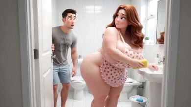 Woman’s Bathroom Surprise Turns Into Steamy Role Play Passion With Big Tits