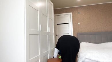 Found a dildo while cleaning and fucked her big tits with it