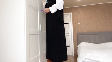 Found a dildo while cleaning and fucked her big tits with it