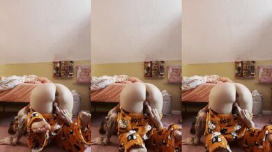 Big Ass Slut Wrecked In Hello Kitty PJs Choked By Vibrator Orgasm