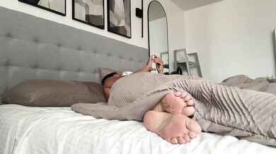 Morning stretch tease ignored big tits goddess worships her feet alone