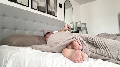Morning stretch tease ignored big tits goddess worships her feet alone
